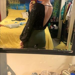 Express open back sequin shirt